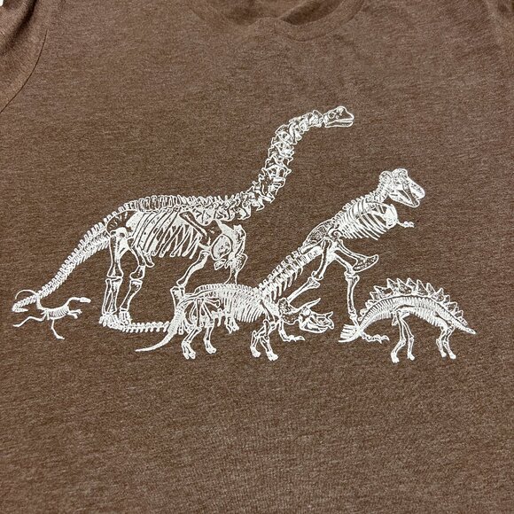 Bella Canvas Short Sleeve Brown Heather with Dinosaur Print Large - Picture 5 of 8